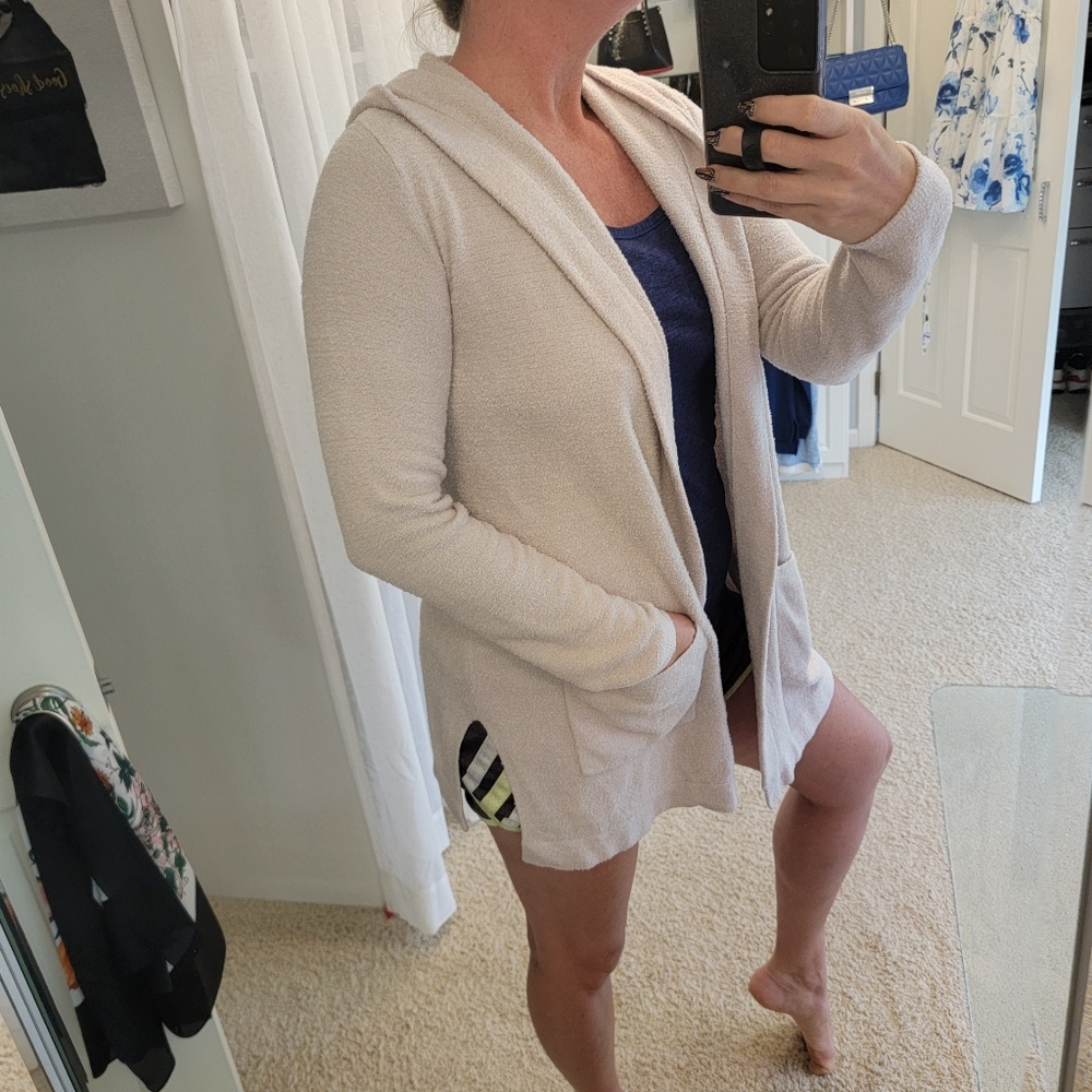 Barefoot Dreams Cozy Chic Lite Long Cardigan Cream Size Medium